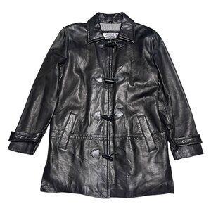 Vintage 2000s GENUINE Pelle Wilson’s Leather Luxury Designer Black Jacket Small